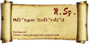 Mátyus Szórád névjegykártya